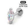 Brinco Stud de Lábio Liga de Titânio F136 Olho de Cavalo Cobre Inlaid Zircônia Osso Túnel Piercing Joia Brinco