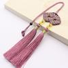 Cuerda colgante estilo Xizang Ruyi moneda de cobre seda congelada doble borla exquisita cuerda hecha a mano borla cuentas amarillas borla bolsa colgante oreja colgante