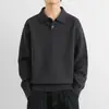 Polo de punto de algodón puro de alta gama para hombre, estilo retro americano, cuello camisero, corte holgado, jersey pullover grueso y cálido para otoño e invierno