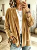 Otoño/Invierno 2026 Nuevo Transfronterizo Europeo y Americano Comercio Exterior Fuente Color Puro Terciopelo Dorado Ropa de Mujer Chaqueta Cardigan de Manga Larga Top