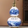 Garrafa de vinho de cerâmica 4kg Pote de vinho em forma de cabaça, garrafa de vinho de porcelana azul e branca, garrafa em forma de cabaça, garrafa para licor branco, garrafa de vinho esférica azul e branca