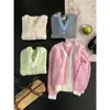 SUSAN Suéter Cálido de Punto para Mujer Estilo Coreano Otoño Holgado Relajado Adelgazante Rejuvenecedor Falso Dos Piezas Bloque de Color Cuello en V 6806s