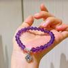 Pulsera de Plata 925 de 6mm de Amatista Natural Uruguaya Púrpura Real Vítrea