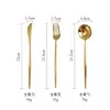 Estilo Portugués 304 Oro Espejo Cubiertos para Comida Occidental Cuchillo y Tenedor para Bistec Tenedor y Cuchara de Postre Cuchara de Café Palillos