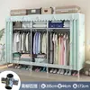 Guarda-roupa simples com juntas de liga de alumínio para uso doméstico, quarto, moradia alugada, guarda-roupa de tecido montado com tubos de aço espessados e reforçados para dormitórios