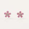 Pendientes de plata S925 con borlas de perlas y pequeñas margaritas rosas frescas, con temperamento rojo de red y cinco pétalos.