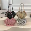Bolso de Hombro tipo Cesta de Lona Grande Versátil con Lentejuelas Brillantes, Moda Nueva Primavera 2026