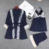 Comercio Exterior Transfronterizo de Amazon Pijama Sexy Camisón Sexy de Encaje Conjunto de Ropa para el Hogar Conjunto Apasionado de Tres Piezas