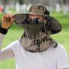 Chapéu de Sol Masculino de Verão Anti-UV Chapéu de Pesca Aba Larga Cobertura Facial Chapéu de Pescador Chapéu de Sol para Montanhismo ao Ar Livre