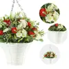 Nuevo Cesta Colgante de Flores Artificiales de Primavera Transfronteriza de Amazon Guirnalda de Cesta Colgante Decoración de Maceta Colgante de Hierro para el Hogar Accesorios