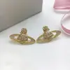 Novos Brincos Saturno Transfronteiriços da Rainha Mãe para Mulheres, Agulhas de Prata 925, Luxo de Alto Padrão, Brincos Planeta Vivienne Minimalistas