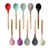 Em Estoque Utensílios de Cozinha de Silicone com Cabo de Madeira Conjunto de 12 Peças Frigideira Antiaderente Espátula de Silicone Resistente a Altas Temperaturas Colher de Sopa Conjunto de Utensílios de Cozinha de Silicone