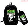 Plantas vs. Mochila con Estampado Digital 3D de Entorno de Juego de Zombis Mochila de Dos Piezas a Todo Color Mochila Escolar para Estudiantes
