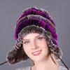 Gorro de pelo de conejo rex grueso y cálido, con protección para las orejas, de algodón y piel de conejo, informal, de lana, para otoño e invierno.