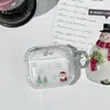 Árbol de Navidad Copo de Nieve Adecuado para Estuche de Auriculares AirPods Pro3, Estuche Suave Transparente de Diamante TPU para Apple 4ª Generación, Modelo Universal