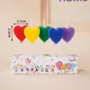 Estilo ins decoração de bolo de aniversário de desenho animado velas flores chapéus de festa urso de pelúcia rosto sorridente corações velas de aniversário infantil