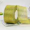 Fita de poliéster dourada e prateada de 5 cm com decorações florais, fita de laço para embrulho de presentes, acessórios de fita dourada e prateada