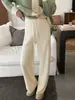 Liquidación Especial Sin Devoluciones ni Cambios Pantalones Casuales de Punto Texturizado a Rayas Estilo Coreano para Mujer