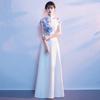 Vestido de Noite Coral, Feminino e Elegante, Novo Estilo 2026, Corte Justo, Novo Estilo Chinês Vestido para Performance Coral, Saia Longa
