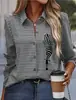 Camisas Amazon Fashion 2025 Europeas y Americanas Primavera y Otoño Transfronterizas Sueltas Estampadas Digitalmente a Cuadros Cárdigan Camisas de Mujer