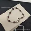 Pulsera de Flor de Cruz de Diamante Nuevo Ch Crowe Moda Retro Europea y Americana Tendencia Estilo de Pareja S925 Estándar Pulsera Delgada