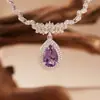 Joyería de Piedras Preciosas de Colores Topacio Natural Amatista Citrino Collar Colgante Forma de Gota para Mujer Plata S925 Transmisión en Vivo Nuevo Estilo