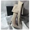 Botas hasta la rodilla para mujeres petite, punta fina, versátiles, gamuza, a la moda, 2026, botas de corte ajustado, tacones de aguja, nuevas botas para mujer