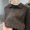 Camisa Polo Cuello Solapa Tejido de Punto Retorcido Estilo Old Money para Hombre Otoño e Invierno de Punto de Alta Gama Venta al por Mayor de Fábrica Transfronteriza