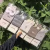 Meias esportivas de algodão para mulheres, trama de mil pés, comprimento até o meio da panturrilha, tricô à máquina integrado, meias de algodão, cor sistema Maillard café com leite de moca, 26 Outono/Inverno