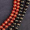 Collar de cuentas sueltas de ágata negra natural con seis palabras y mantra de ágata roja, pulsera dorada con cuentas.