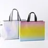 Bolsa de tela no tejida con láser para compras, bolsa de regalo publicitaria, bolso de mano tridimensional termosellado ultrasónico en stock, logotipo impreso