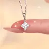 Collar de Plata S925 con Moissanita Irregular de 1 Quilate Corte Princesa para Mujer, Finamente Elaborado, Cadena para Clavícula de Calidad de Exportación, Mismo Estilo que en Xiaohongshu