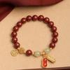 Bom produto imitação de amendoim pulseira de cinábrio para meninas prata esterlina luxo leve nicho ano do coelho pulseira de contas da sorte presente de aniversário atacado