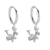 Pendientes de Acero Inoxidable Chapado en Oro 18K con 26 Letras, Pendientes de Zirconia con Forma de Ola de Lujo, Pendientes Elegantes