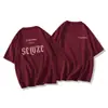 Camisetas Americanas de Manga Curta para Casais, Camisetas com Estampa de Letras, Soltas, Estilo Preguiçoso, Tops Decote Redondo que Emagrecem para Mulheres Modernas
