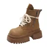 Botas Martin para Mujer 2024 Otoño Invierno Moda Estilo Británico Retro Botas Individuales Versión Coreana Comercio Exterior Suela Suave Suela Gruesa Botas Cortas Venta al por Mayor