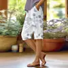 Pantalas Casuais de Rua da Moda Personalizadas com Impressão Digital 3D de Novo Estilo Europeu e Americano Transfronteiriço para Mulheres, Comprimento Médio, para Ir ao Trabalho, Verão