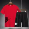 Traje Deportivo para Hombre Verano Casual Dos Piezas Traje de Fitness Correr por la Mañana Correr Ropa de Secado Rápido Camiseta Manga Corta Logo Impreso