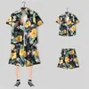 Camisa floral de manga corta, Ropa de playa de Hainan, Estilo hawaiano de Sanya, Conjunto de pantalones cortos finos de verano para hombre y pareja de viaje a Tailandia