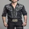 Fábrica de origen comercio electrónico transfronterizo camisa de manga larga para hombre con solapa cárdigan de un solo botón impresión digital 3D sublimación