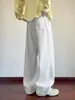 Calça Jogger Masculina Estilo Americano com Padrão de Espiga de Trigo, Calça com Cordão de Cor Pesada para Outono, Calça Reta Scimitar Preguiçosa e Relaxada
