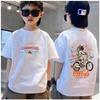 Algodón explosivo de verano súper suave para niños pequeños y medianos, estampado de ratón con mangas cortas, tendencia de dibujos animados para niños y niñas, camiseta top de moda