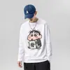 Nueva Camiseta de Manga Larga para Hombre de Marca Moderna de Seda de Leche Otoño Creativa Versátil para el Trabajo Holgada con Estampado Pulóver Hombre