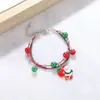 Pulsera de Campana de Reno Navideña Transfronteriza Europea y Americana Caricatura Esmalte Ajustable Papá Noel Bastón de Caramelo Pulsera para Mujeres