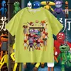 Pizzy's Parlor Dibujos Animados Niños Verano Manga Corta Estilo para Niños Transpirable Suezy Restaurante Suelta Cuello Redondo Camiseta