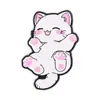 Broche de Gato Blanco Supino con Pata Rosa Suave y Linda Insignia de Gato de Dibujos Animados Linda Accesorios Decorativos para Mochila Ropa Corazón Femenino