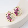 Explosión transfronteriza de hiedra, textura de lujo ligero, aretes de flor seca, creativos, flor real, regalo de flor real, flor eterna, aretes de resina