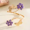 Pulsera de Brazo con Flor de Goteo de Aceite Estilo Metal Europeo y Americano, Pulsera de Moda y Dulce, Joyería de Gama Alta de Nicho