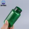 Botella de Plástico Transparente Verde Sólido de Boca Ancha y Hombros Redondeados, Botella de Empaque Sólido, Botella para Tabletas, Botella de Plástico Espeso para Tabletas