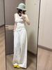 Selección de recomendados ~ Pantalones Anchos de Ramio Blanco para Mujer Primavera y Verano Cintura Alta Pantalones Casuales Falsos